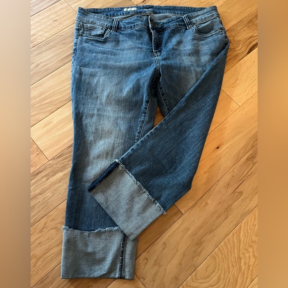 Kut from the Kloth Cameron Straight Leg Rolled Denim Blue Jeans, Sz 20w - Picture 3 of 6